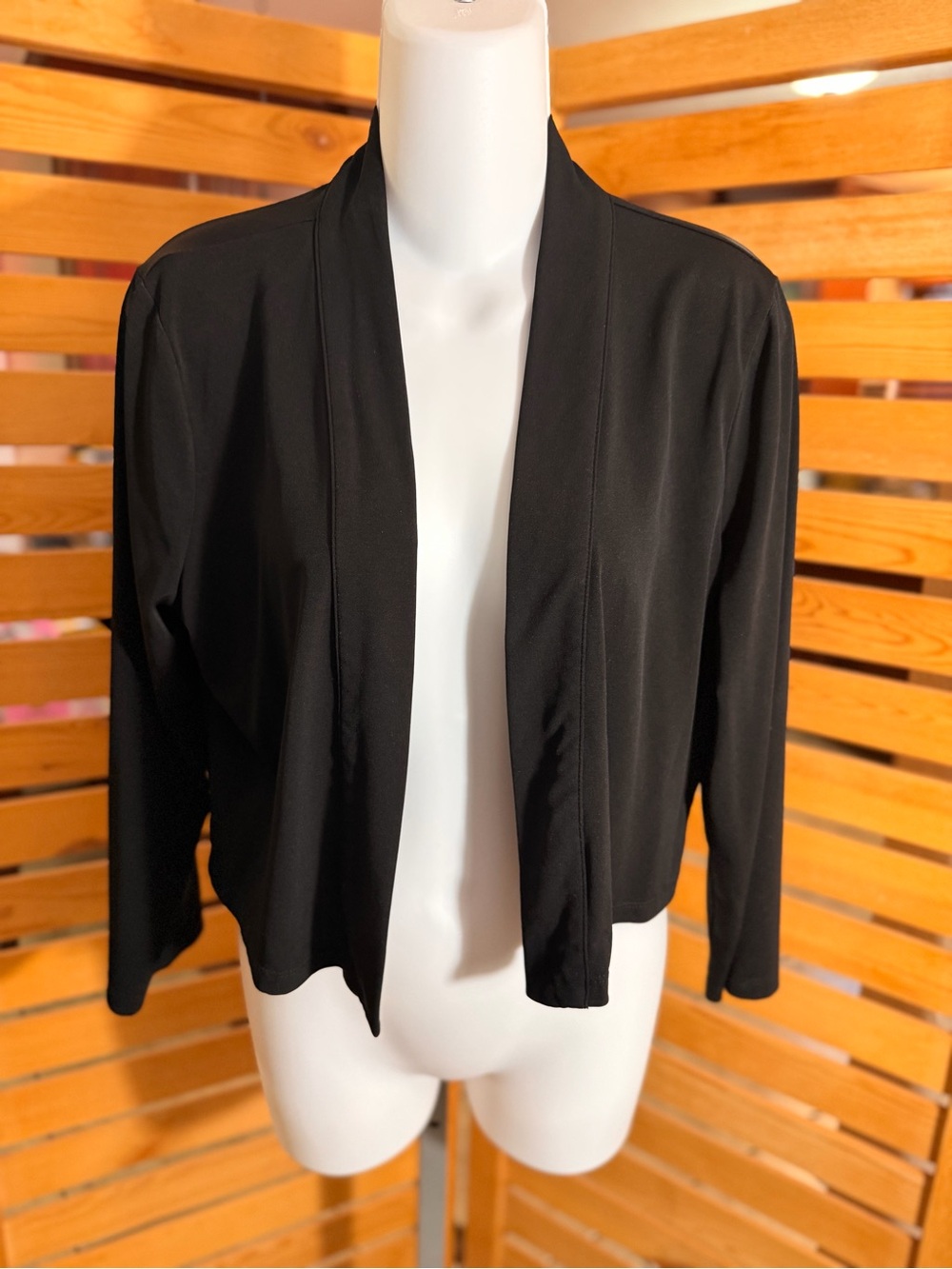 Calvin Klein Black Open-Front Draped Cardigan Shrug